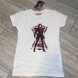 Marvel White Shirt Black Widow Design Large